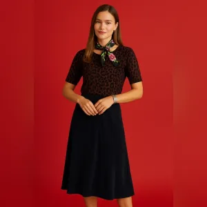 🌟🌺 $185 Johnny Was Black Asymmetrical Midi Skirt | Flowy Boho Chic Size S 4–6