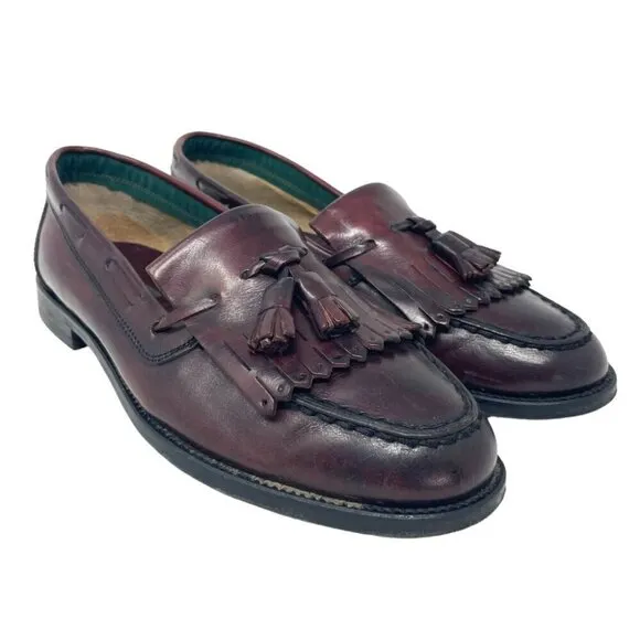 * Bally Brigade Burgundy Leather Kiltie Tassel Loafers Size 42.5 Made in Italy