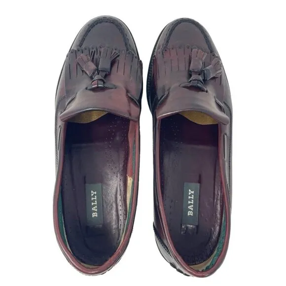 * Bally Brigade Burgundy Leather Kiltie Tassel Loafers Size 42.5 Made in Italy