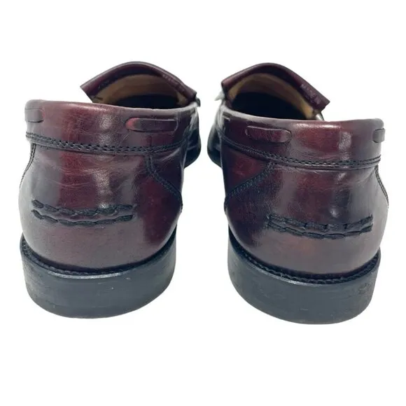 * Bally Brigade Burgundy Leather Kiltie Tassel Loafers Size 42.5 Made in Italy