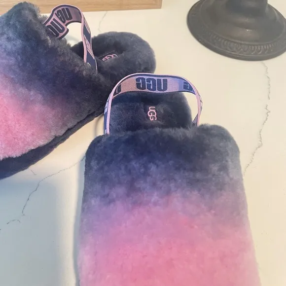 🛍️ Buy 2, Get 1 FREE✨UGG | NWOT Fluff Yeah Slide Gradient Ombre Real Fur Slides
