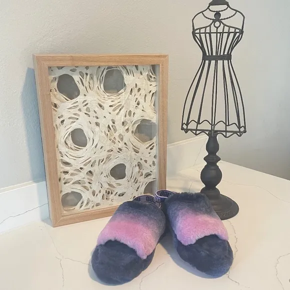 🛍️ Buy 2, Get 1 FREE✨UGG | NWOT Fluff Yeah Slide Gradient Ombre Real Fur Slides