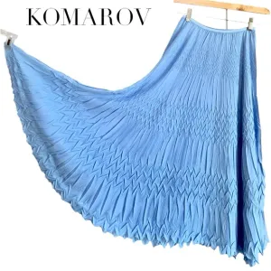 _ NEW Komarov sky blue crinkled plissé maxi skirt fm Nordstrom, Fits S-L