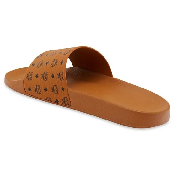 ✅ SALE!!  MCM Visetos Monogram Logo Print Slides Sandals Women's Size 5