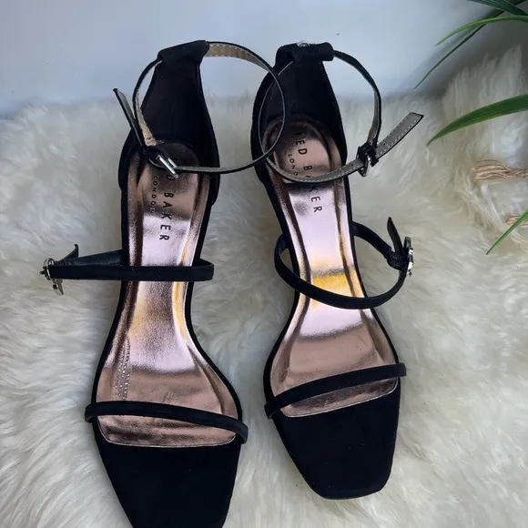 - Ted Baker🍂🍁three strap black suede heels 38