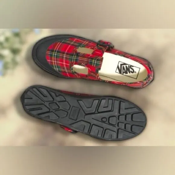 🔥 VANS STYLE 93 PLAID MARY JANE SNEAKER IN PLAID RED/BLACK Size 4.5 Men 6 Women