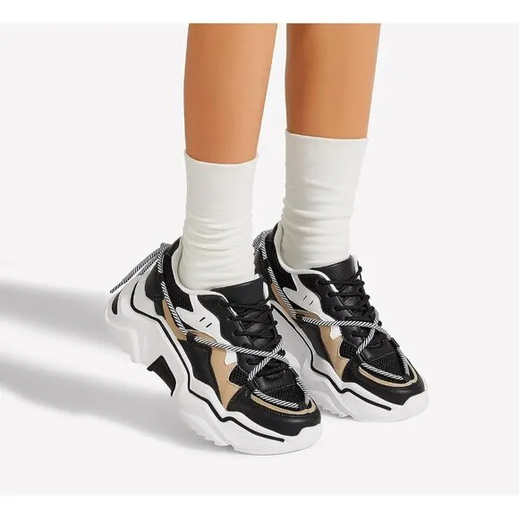 ✨ Women's Black Fashion Sneakers Retro Stylish Cute Chunky Dad Walking Shoes