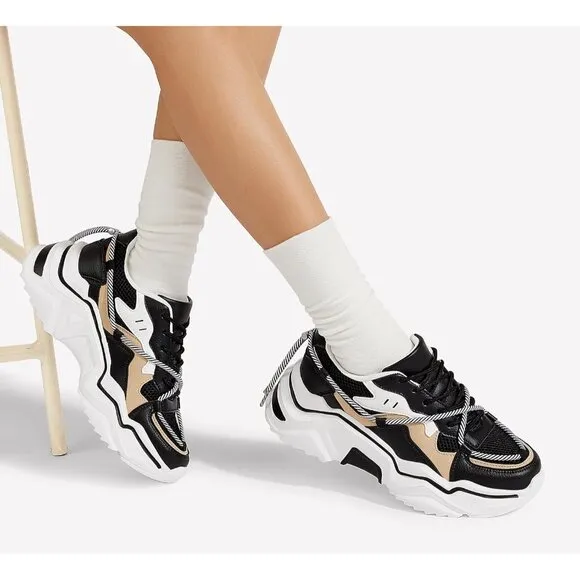 ✨ Women's Black Fashion Sneakers Retro Stylish Cute Chunky Dad Walking Shoes