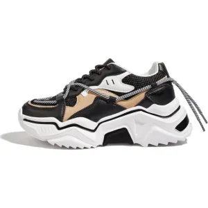 ✨ Women's Black Fashion Sneakers Retro Stylish Cute Chunky Dad Walking Shoes