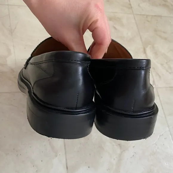 $158 Madewell The Vernon Bit Gold Hardware Loafers in Black Leather Size 6.5