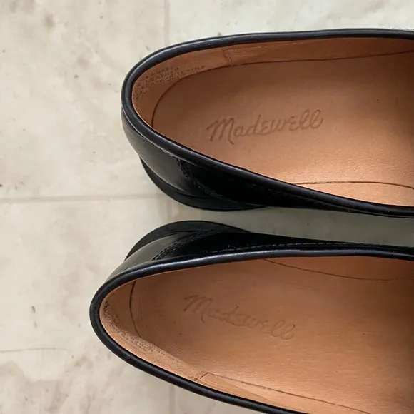 $158 Madewell The Vernon Bit Gold Hardware Loafers in Black Leather Size 6.5