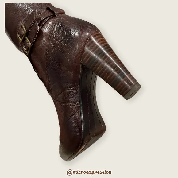 $369 Frye Miranda Slouch Mid Calf Brown Leather Casual Formal Stiletto Booties
