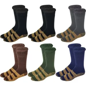 6 Pairs Packs Unisex Thermal Lodge Socks, Heated Winter Non-Skid Boot Socks