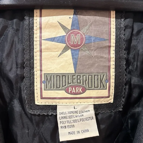 90s MIDDLEBROOK PARK HOODED BLACK LEATHER JACKET OVERSIZED GOTH ROCKABILLY SZ L