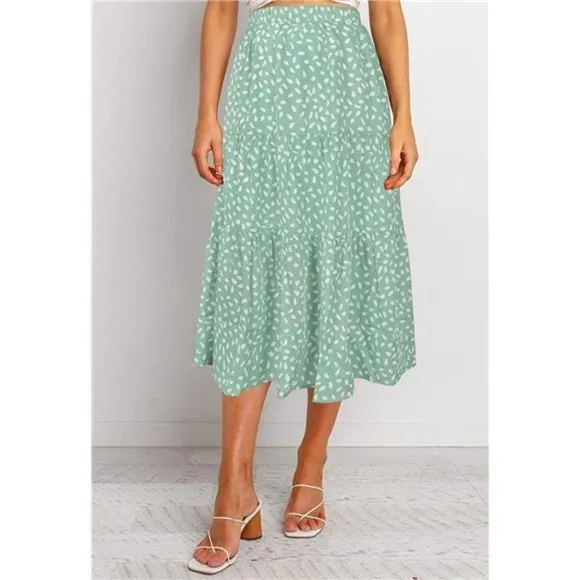 A-line Swing Midi Skirts Lightpink