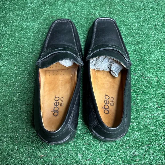 Abeo Bio System Venetian Comfort Shoe Loafers Black Leather Mens 9