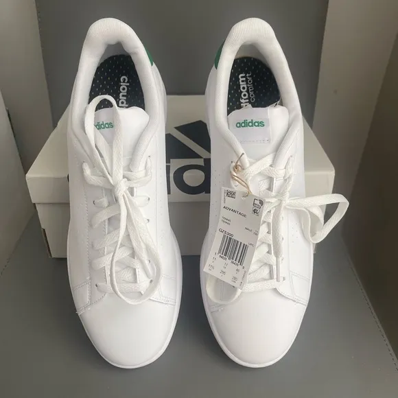Adidas Advantage Men’s Sneakers White/Green Size 11.5