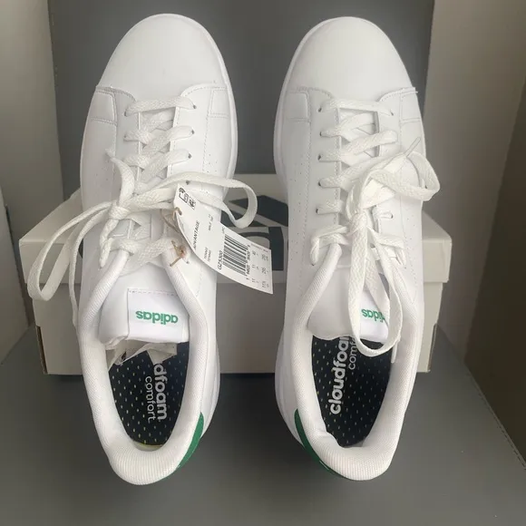 Adidas Advantage Men’s Sneakers White/Green Size 11.5