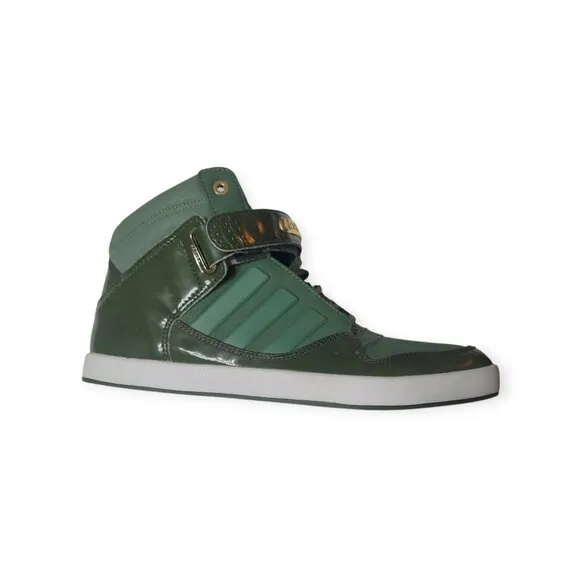 Adidas AR 2.0 Adi-Rise High Top Strap Patent Green Gold Sneakers Sz 10 G22480