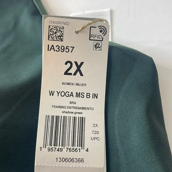 Adidas Authentic Balance Yoga Medium Support Sports Bra Green 2X