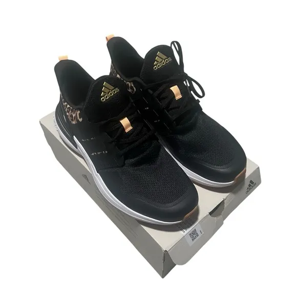 Adidas Black and Gold Sneakers with Knit Upper and Padded Tongue