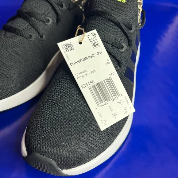 adidas Cloudfoam Pure SPW Black Women's Size 7.5 Athletic Shoe Fast Shipping