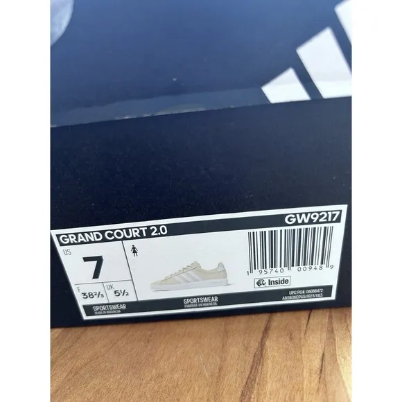 Adidas Grand Court 2.0 Alumina Cloud White Womens Athletic Sneakers Sz 7 NIB