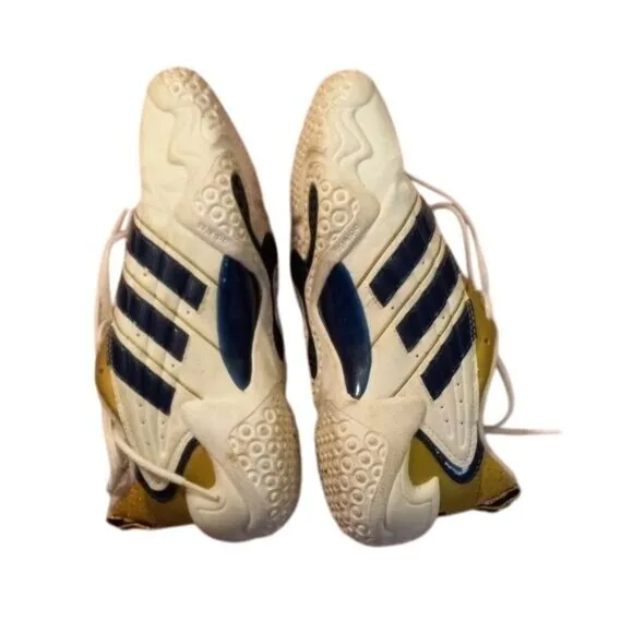 Adidas Size 8.5 Adiprene Tennis Shoes Gold White Blue Sneakers Athletic Vintage
