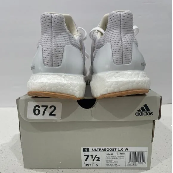 Adidas Ultraboost 1.0 Running Shoes Womens 7.5 ID9689 Silver/White Gum New
