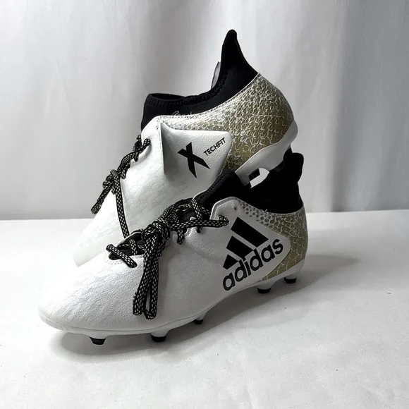 Adidas White and Gold Sneakers with Sock-Like Collar 8