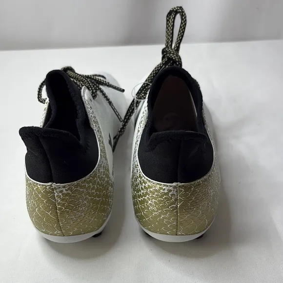 Adidas White and Gold Sneakers with Sock-Like Collar 8