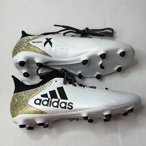 Adidas White and Gold Sneakers with Sock-Like Collar 8