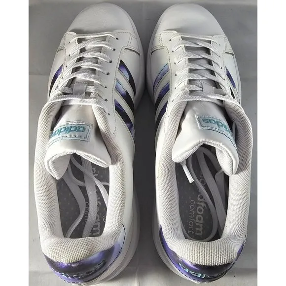 Adidas Women's Grand Court White/Purple Sneakers  Size 10