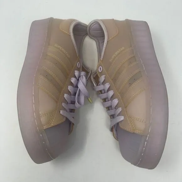 Adidas Women's Superstar Lace-up Jelly Cream &amp; Tan Sneakers Size 7