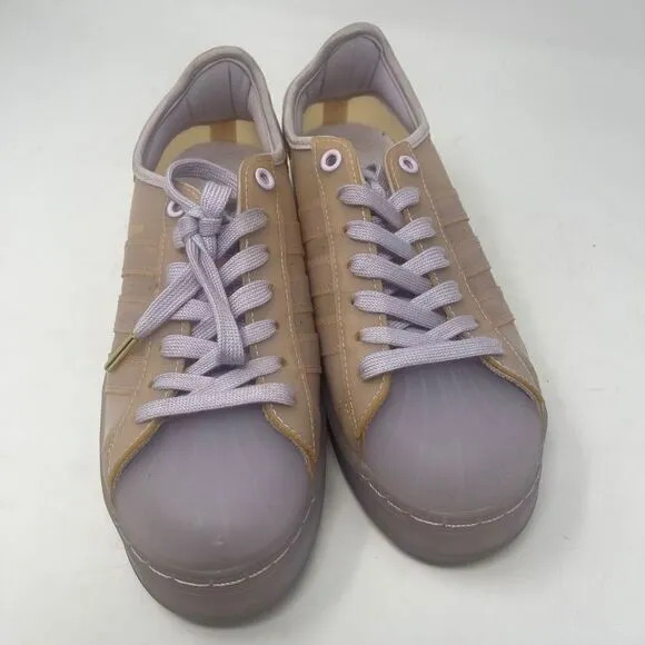 Adidas Women's Superstar Lace-up Jelly Cream &amp; Tan Sneakers Size 7