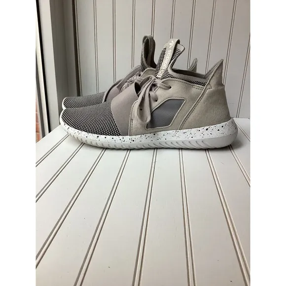 Adidas Womens Tubular Defiant Granite Leather Stretch Jersey Sock Sneakers 8.5