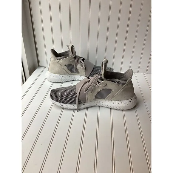 Adidas Womens Tubular Defiant Granite Leather Stretch Jersey Sock Sneakers 8.5