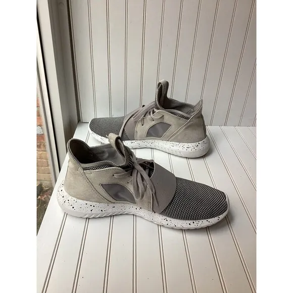 Adidas Womens Tubular Defiant Granite Leather Stretch Jersey Sock Sneakers 8.5