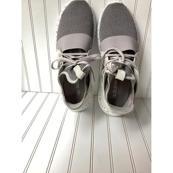 Adidas Womens Tubular Defiant Granite Leather Stretch Jersey Sock Sneakers 8.5