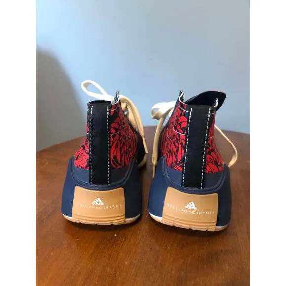Adidas x Mid Sella McCartney Treino Navy Red Floral Women's Sneakers, size 7.5