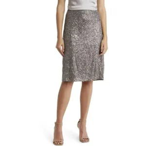 Adrianna Papell Sequin Skirt Charcoal Gray Size XL NWT