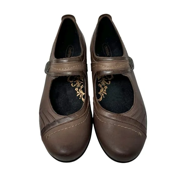 Aetrex Brianna Mary Jane Leather Comfort Loafers Brown Size 7.5