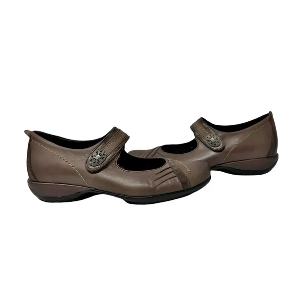 Aetrex Brianna Mary Jane Leather Comfort Loafers Brown Size 7.5
