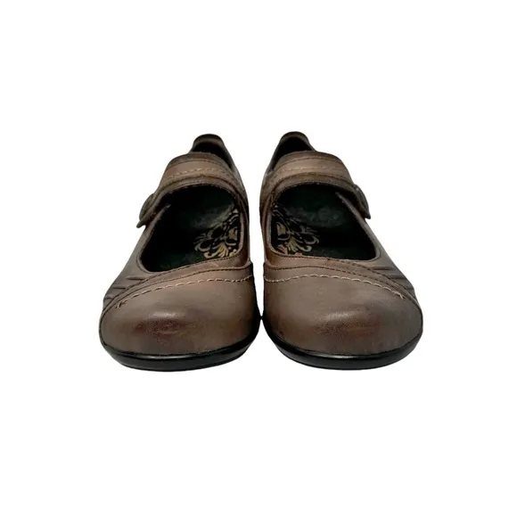 Aetrex Brianna Mary Jane Leather Comfort Loafers Brown Size 7.5