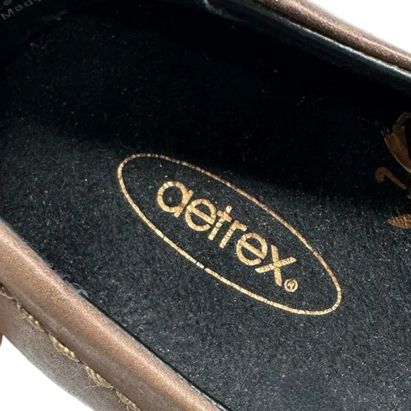 Aetrex Brianna Mary Jane Leather Comfort Loafers Brown Size 7.5