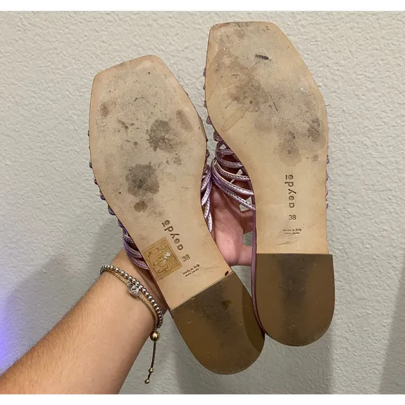 Aeyde Natasha Nappa Metalic Purple Sandals Flats sz 38