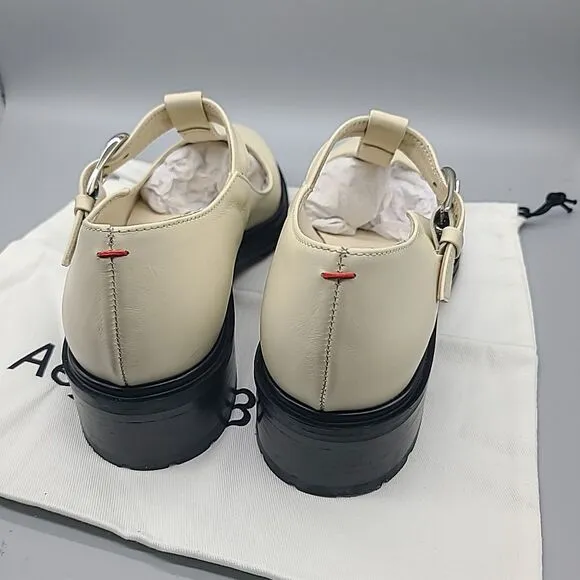 Aeyde Roberta Ivory Leather Mary Jane Loafers Shoes Women 39/ US 9
