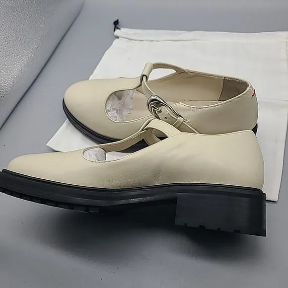 Aeyde Roberta Ivory Leather Mary Jane Loafers Shoes Women 39/ US 9