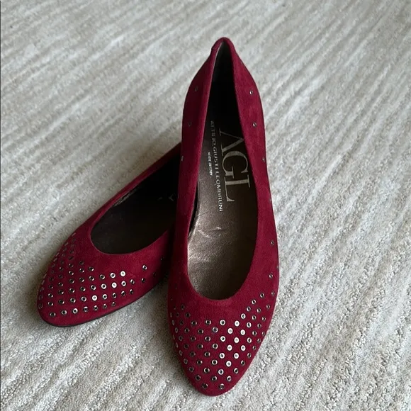 AGL Attilio Giusti Leombroni Suede Grommet Studded Ballet Flats Size US 9 | 39
