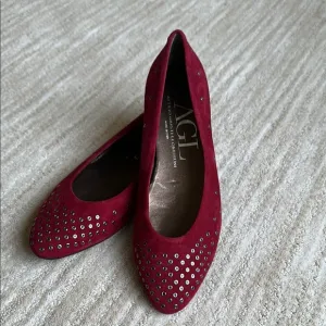 AGL Attilio Giusti Leombroni Suede Grommet Studded Ballet Flats Size US 9 | 39